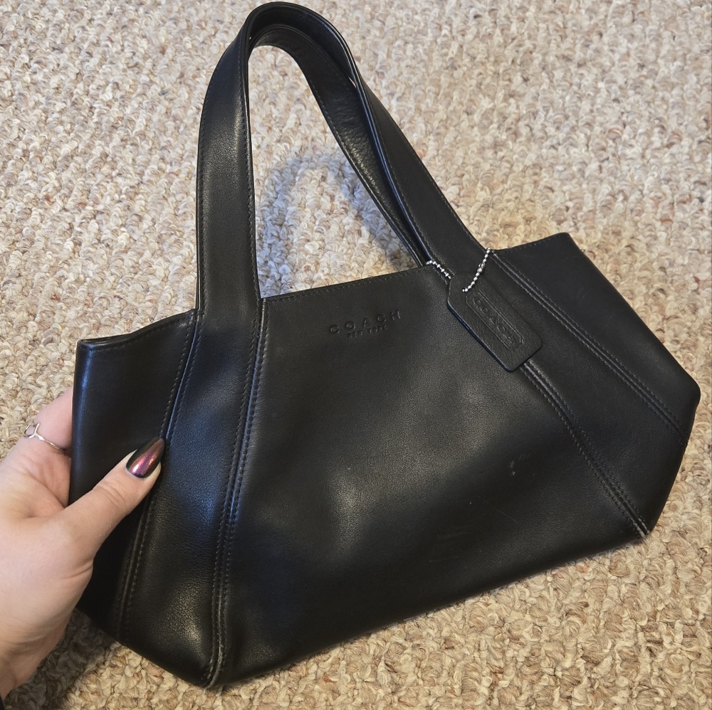 VINTAGE Authentic COACH Satchel Purse Handbag Black E8E-4187